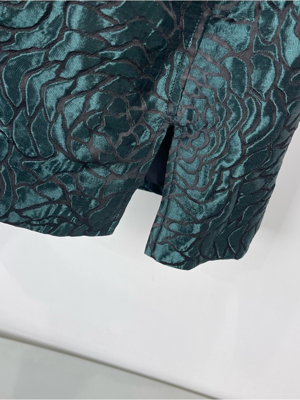 Ali Miles Jacket NWT Size M Textured Green Floral Print Open Front Artsy Chic - Picture 8 of 10
